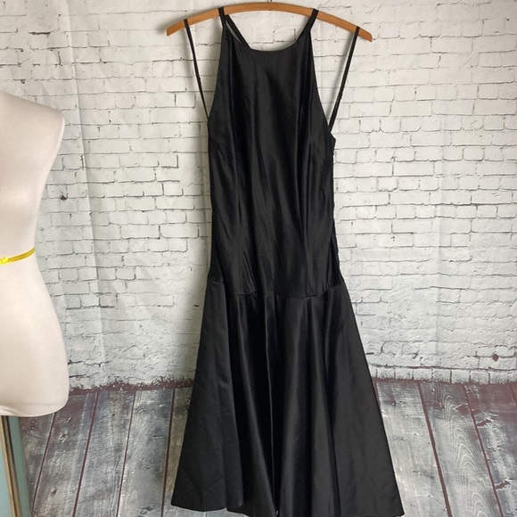 Vintage 50s Nicholas Ungar little black dress 100% Silk drop waist retro madmen - Picture 15 of 16